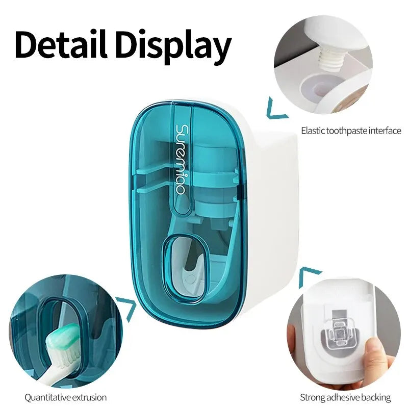 Automatic Toothpaste Dispenser with Toothbrush Holder